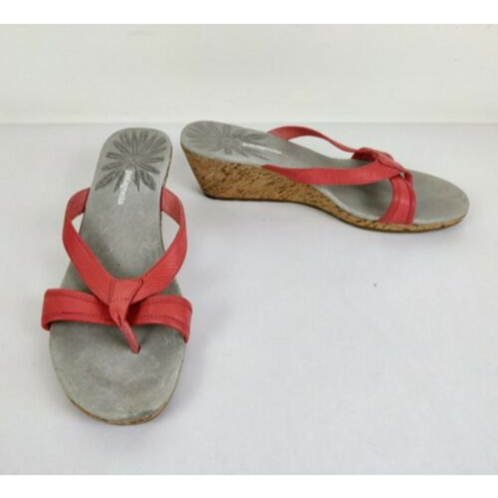 Patagonia Cork Wedge Leather Thong Flip Flop Sandals Coral Women's Size 11M
